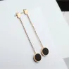 Boucles d'oreilles noires longues - or rose - acier inoxydable