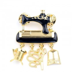Black sewing machine brooches