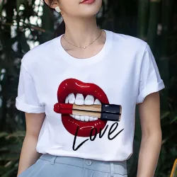Les lèvres rouges - balle - Amour - T-shirt imprimé