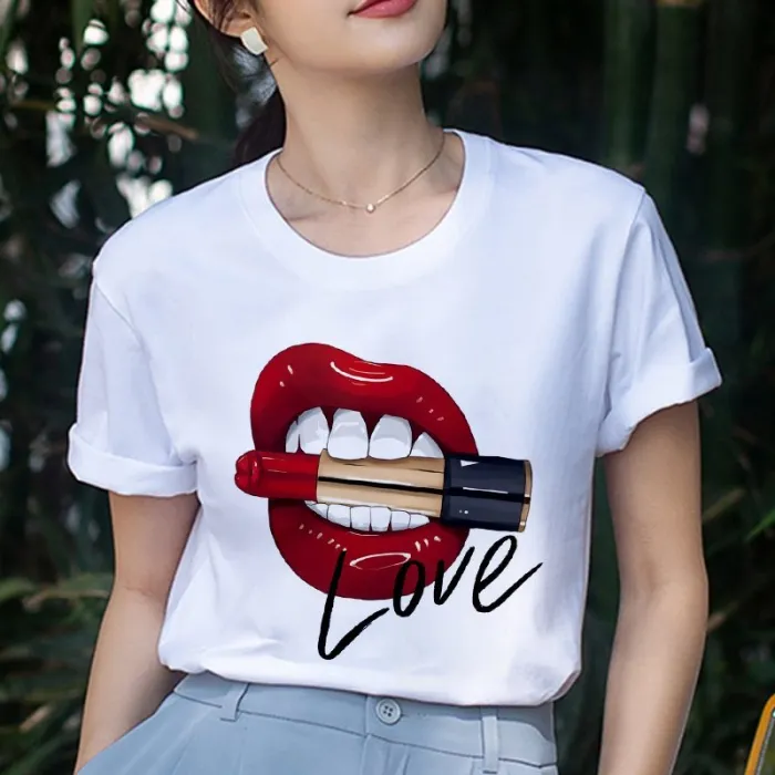 Red lips - bullet - Love - printed T-shirtBlouses & shirts