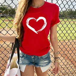 T-shirt imprimé coeur - manches courtes