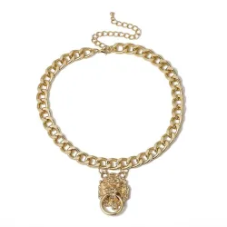 Hip-hop short chain with lion's head - gold necklaceNecklaces