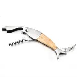 Corkscrew / bottle opener with wood handle - fish shapeBar supply