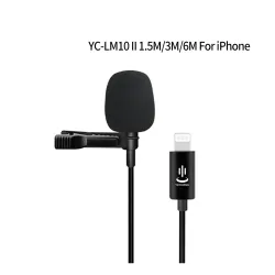YC-LM10 II - 1.5m - 3m - 6m - microphone professionnel Lavalier - câble pour iPhone