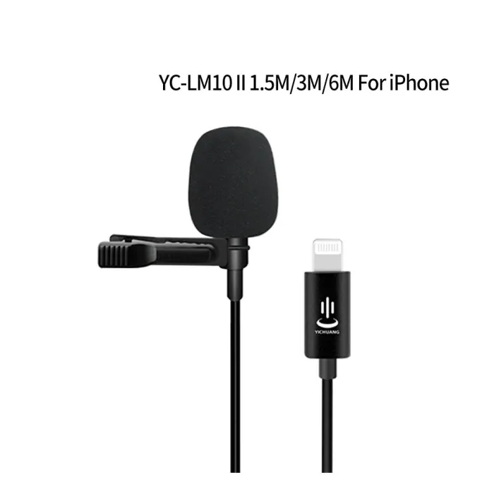 YC-LM10 II - 1.5m - 3m - 6m - microphone professionnel Lavalier - câble pour iPhone