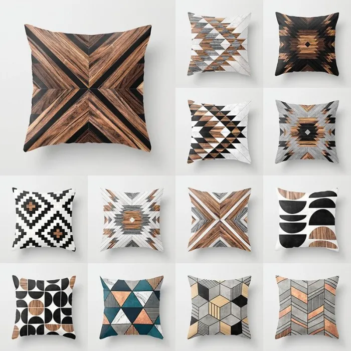 Wood / ethnic tribal pattern - cushion cover - polyester - 45 * 45cmCushion covers