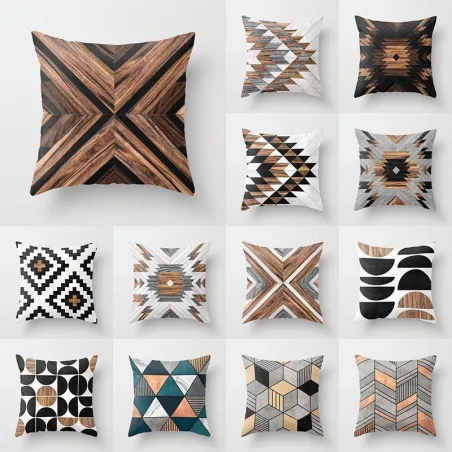Wood / ethnic tribal pattern - cushion cover - polyester - 45 * 45cmCushion covers