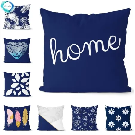 Bleu marine géométrique - coussin - polyester - 45 * 45cm