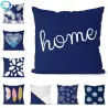 Bleu marine géométrique - coussin - polyester - 45 * 45cm