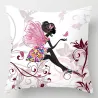 Fée aux fleurs roses - housse - coton - 45 * 45cm