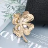 Green / red four leaf clover - crystal broochBrooches