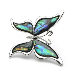 Papillon avec une coque colorée - une broche métallique