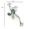 Grenouille en cristal - avec coquille - broche vintage
