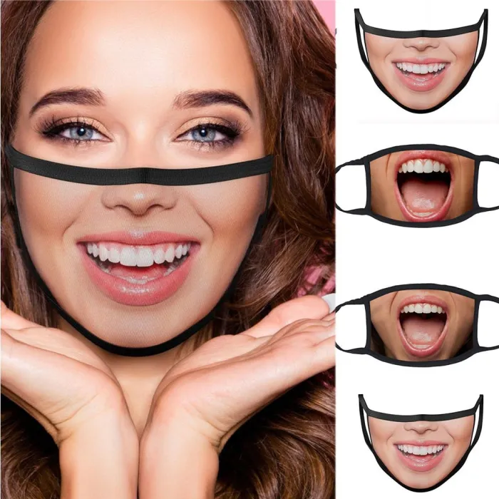 Masque protecteur de la bouche / visage - réutilisable - coton - imprimé bouche