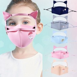 Mouth / masque de protection visage - bouclier oculaire amovible avec oreilles chat - réutilisable - pour les enfants