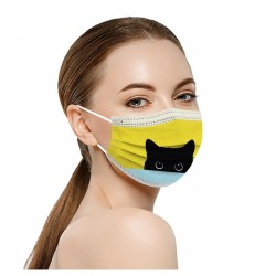 10 pièces - masque protecteur / visage - 3 couches - jetable - imprimé chat