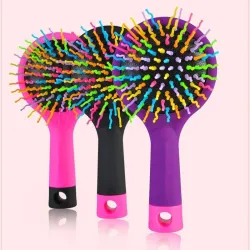Peigne antistatique - brosse à cheveux arc-en-ciel avec miroir
