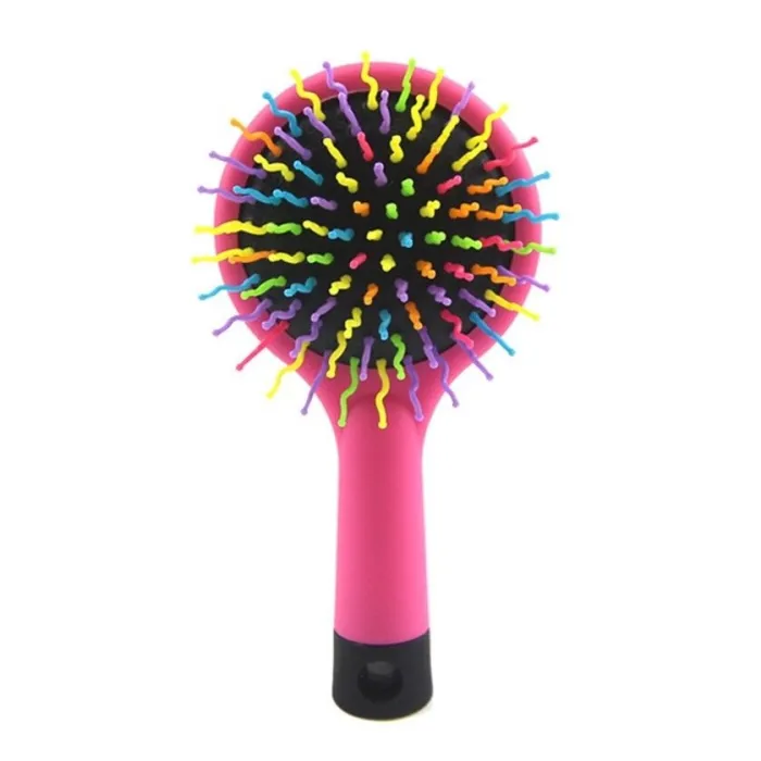 Peigne antistatique - brosse à cheveux arc-en-ciel avec miroir
