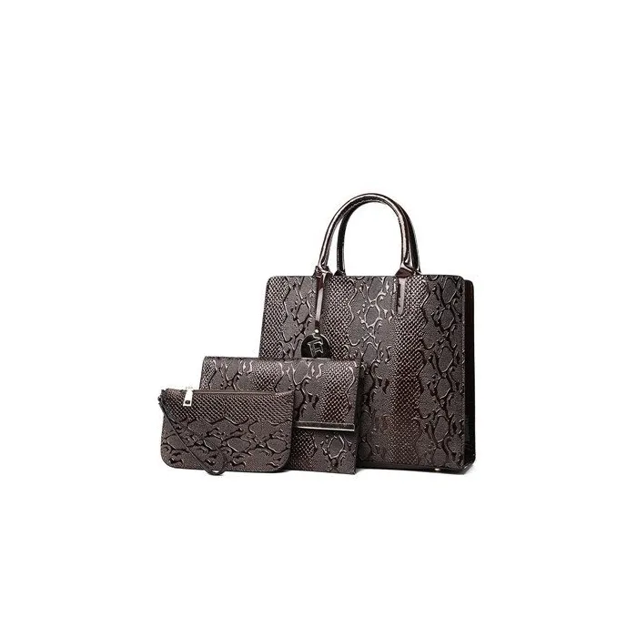 Motif serpent en cuir à la mode - sac à bandoulière / bandoulière - 3 pièces