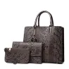 Motif serpent en cuir à la mode - sac à bandoulière / bandoulière - 3 pièces