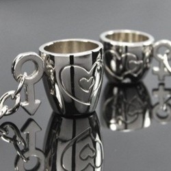 Engraved heart cups - keychain for couples - 2 piecesKeyrings