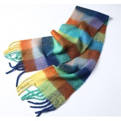 Colorful cashmere shawl with tassels - large - plaid / stripesScarves