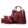 Elegant leather handbag - crossbody - small clutch bag - 3 pieces setSets
