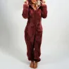 Women's romper with hoodie and zipper