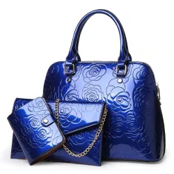 Sac à main en cuir - bandoulière - petit sac à main - imprimé fleurs - ensemble 3 pièces