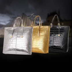 Sac en cuir - bandoulière - petite pochette - motif peau de crocodile - ensemble 3 pièces