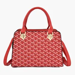 Sac à main en cuir - bandoulière - petite pochette - motif géométrique - ensemble 3 pièces