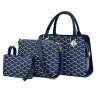 Sac à main en cuir - bandoulière - petite pochette - motif géométrique - ensemble 3 pièces