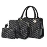 Sac à main en cuir - bandoulière - petite pochette - motif géométrique - ensemble 3 pièces