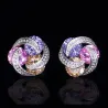 Mosaic zircon stud earrings for women - 925 sterling silver