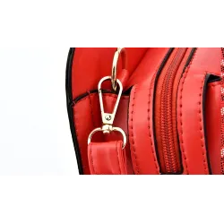 Sac à main en cuir - bandoulière - petite pochette - motif géométrique - ensemble 3 pièces