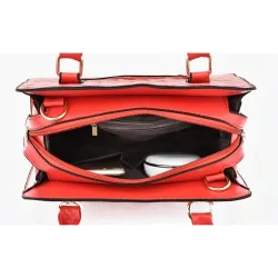 Sac à main en cuir - bandoulière - petite pochette - motif géométrique - ensemble 3 pièces