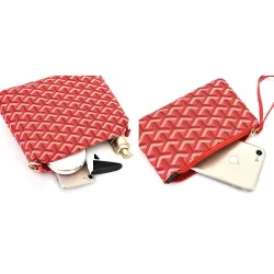 Sac à main en cuir - bandoulière - petite pochette - motif géométrique - ensemble 3 pièces