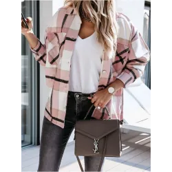 Vintage plaid shirt with long sleeves and buttons - jacketBlouses & shirts