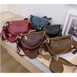 Leather handbag - crossbody - small clutch bag - detachable design - 3 pieces setSets