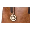 Women's leather handbag set with hemp logo - with messenger bag and purse - 3pcs