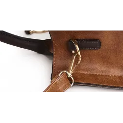 Women's leather handbag set with hemp logo - with messenger bag and purse - 3pcs