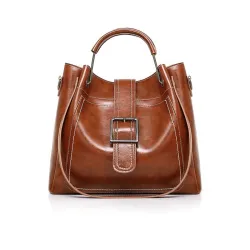 Elegant leather handbag - crossbody - small clutch bag - 3 pieces setSets