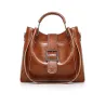 Elegant leather handbag - crossbody - small clutch bag - 3 pieces setSets