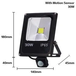 10W - 30W - 50W - 220V - LED floodlight - waterproof reflector - motion sensorFloodlights