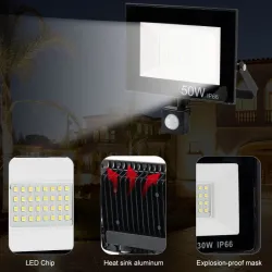 LED flood light - PIR motion sensor - 10W - 30W - 50W - waterproof