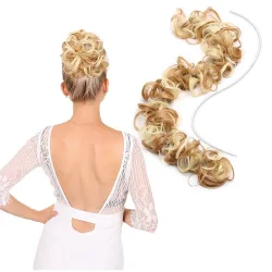 Chouchou élastique - cheveux synthétiques bouclés - chignon - queue de cheval - extension de cheveux