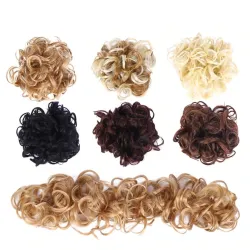 Chouchou élastique - cheveux synthétiques bouclés - chignon - queue de cheval - extension de cheveux