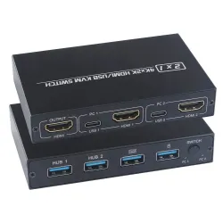 Répartiteur de commutateur KVM 4K - HDMI - USB - moniteur partagé - avec 2 ports