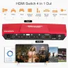 HDMI switch - 4 in 1 out - with S/PDIF & L/R audio output - HDTV 4K 60Hz 4:4:4 - IR remote controlHDMI switchers