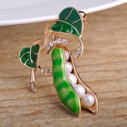 Green peas with pearls - crystal broochBrooches